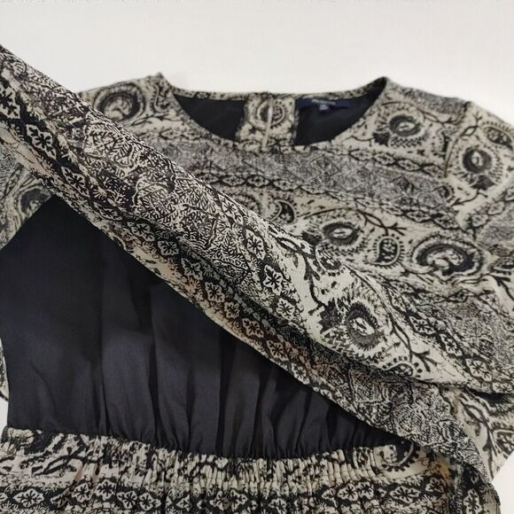 Madewell Dress Womens Size 00 Black Paisley Silk Cut Out Back Whimsigoth Retro - Picture 9 of 16